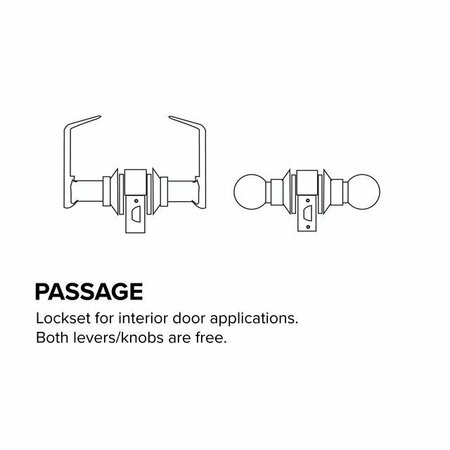 Trans Atlantic Co. Heavy Duty Grade 1 Commercial Cylindrical Passage Hall/Closet Door Lever in Brushed Chrome DL-LHV10-US26D